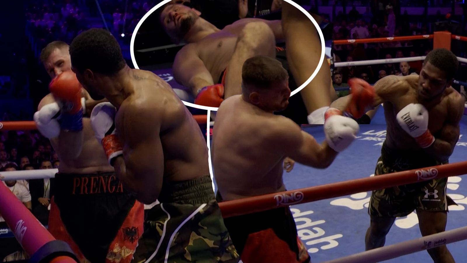 Anthony Joshua claims victory over Kristian Prenga with an incredible second round knockout