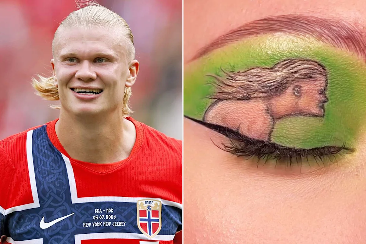 Erling Haaland Reacts to Woman’s Detailed Makeup Doodle of His Face on Her Eyelid